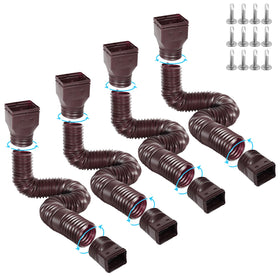 Gutterlix downspout extension extended 21 to 67 inches in brown for versatile rain drainage.