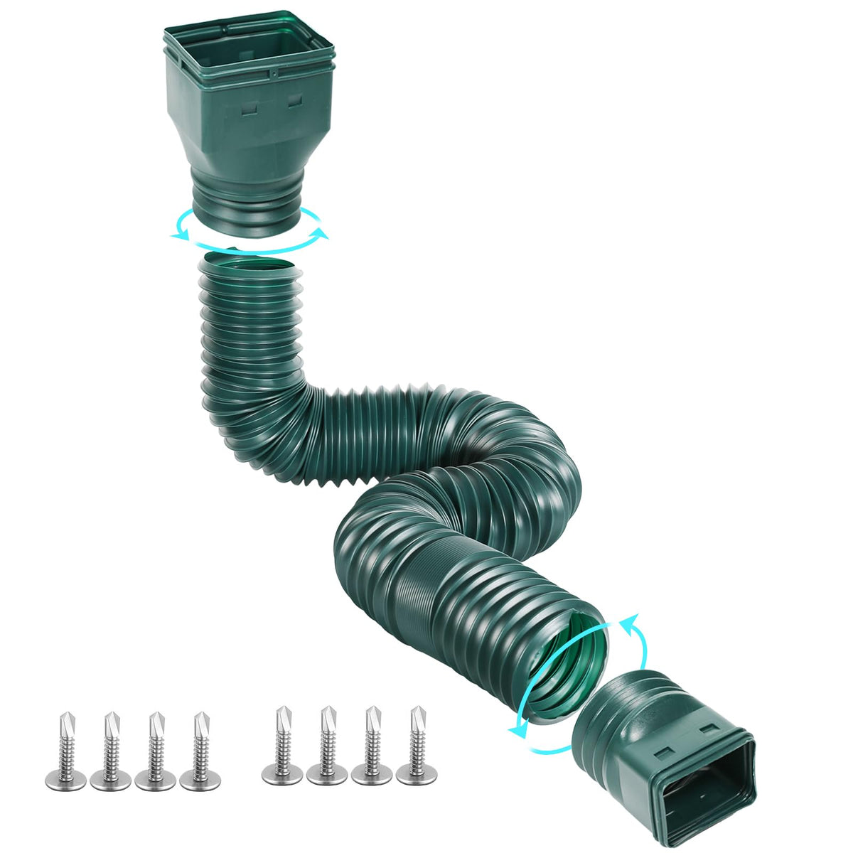 Gutterlix downspout extension extended from 21 to 67 inches for flexible rain drainage.