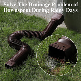 Gutterlix brown downspout extension installed on a home