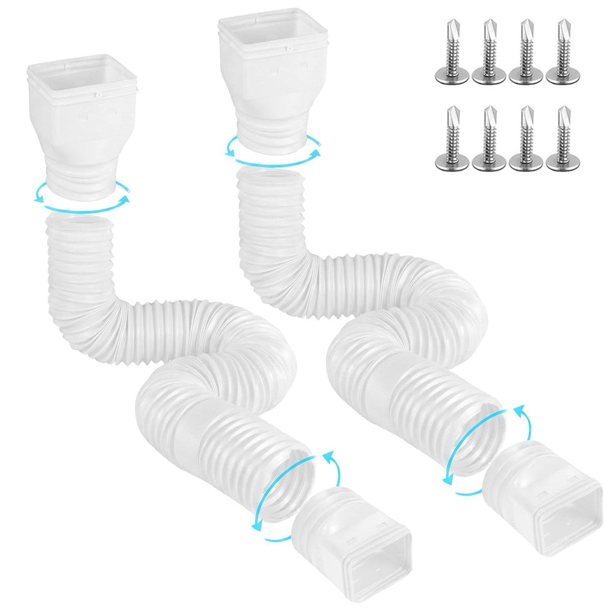 Gutterlix extendable downspout extension in white directs rain away from foundations.