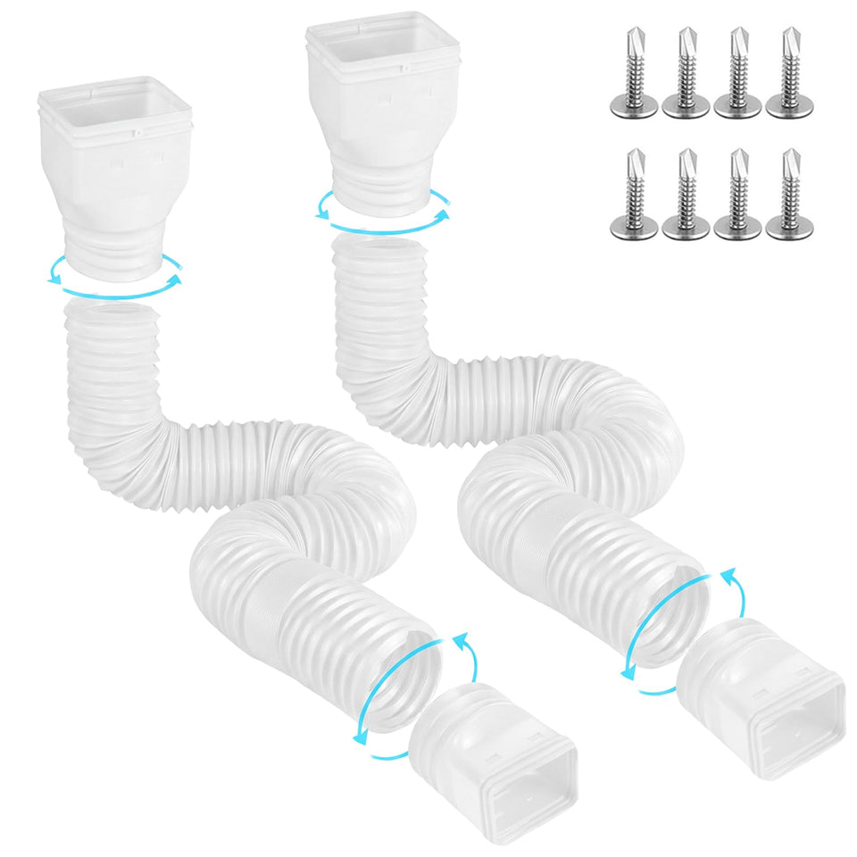 Gutterlix extendable downspout extension in white directs rain away from foundations.
