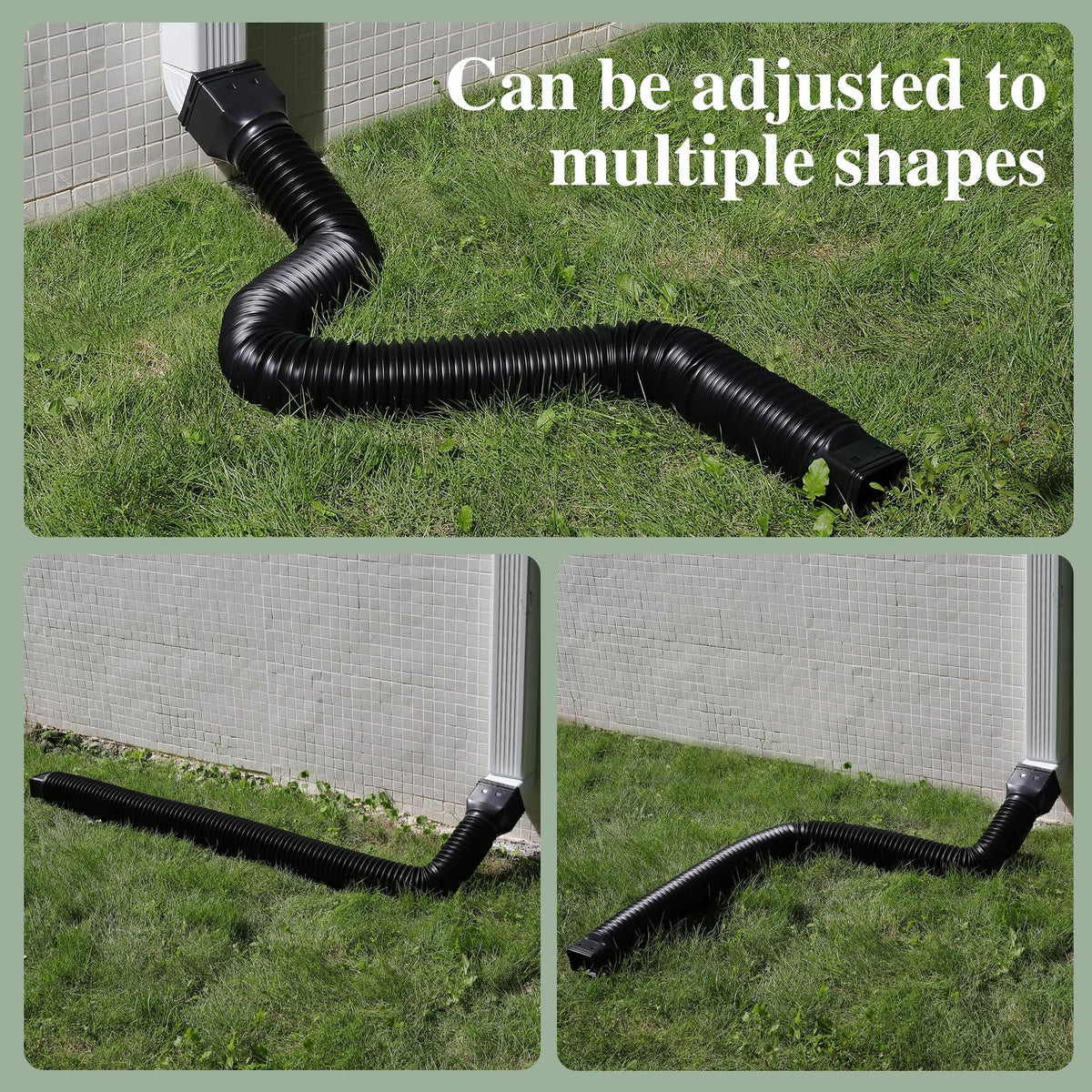 Gutterlix extendable downspout from 21 to 67 inches for versatile drainage.