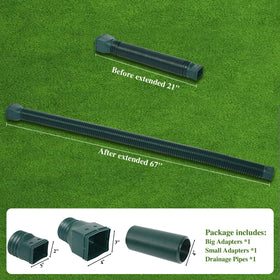 Gutterlix green downspout extension shown installed for a clean exterior look.