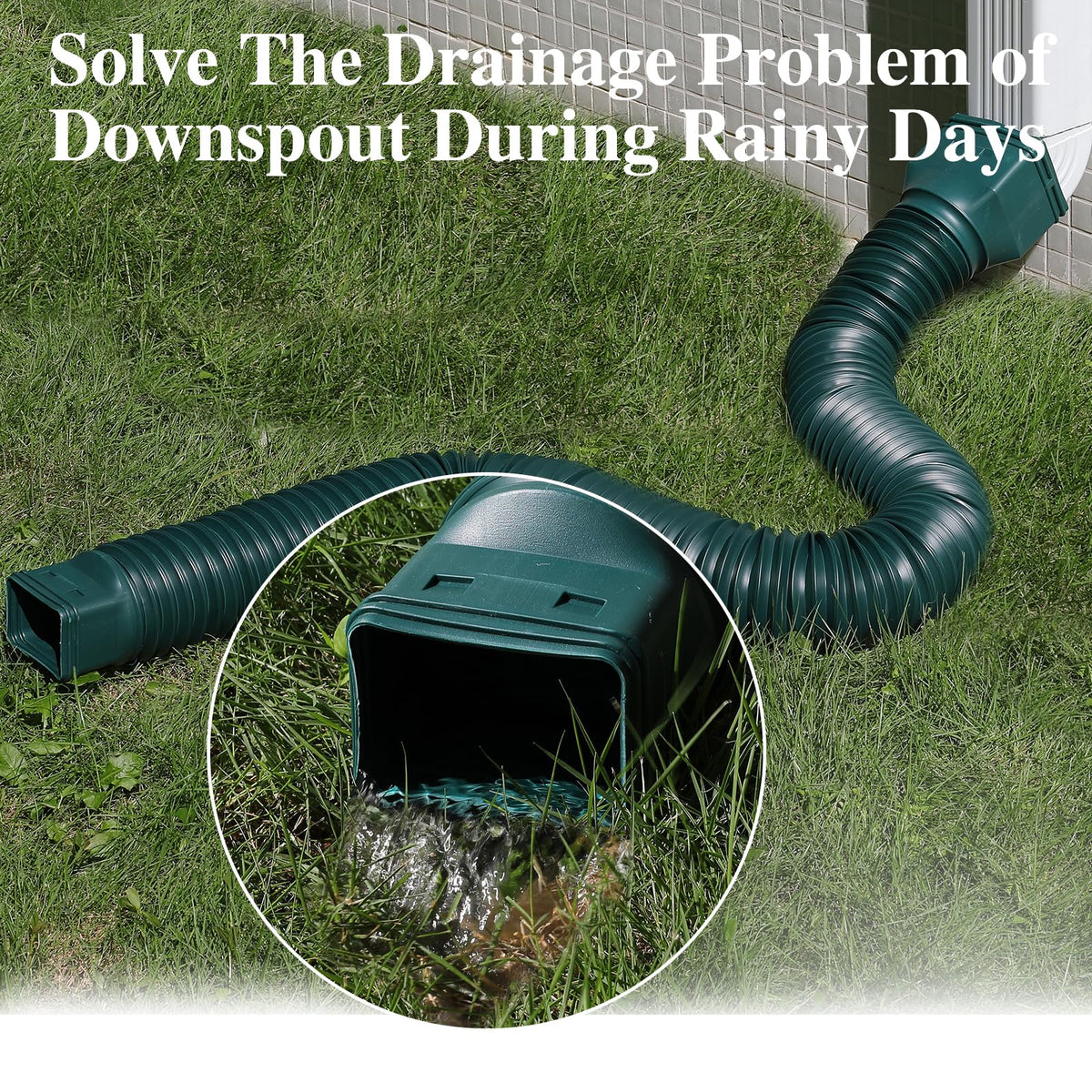 Included screws secure the downspout extension to prevent displacement.