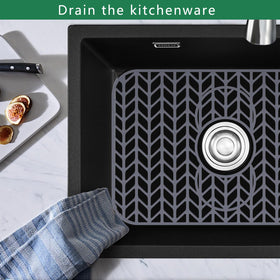GUUKIN kitchen sink mat provides a stable base for dishes