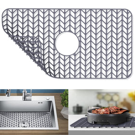GUUKIN silicone sink mat 26x14-inch bottom view protects the sink surface from scratches.
