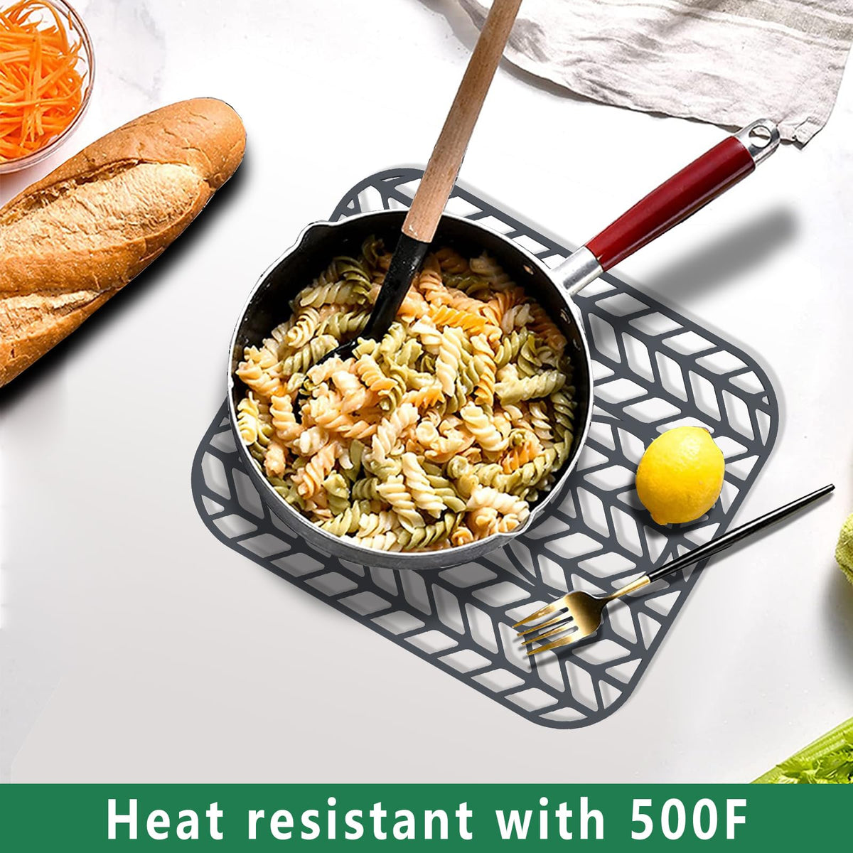 GUUKIN silicone non-slip mat prevents dishes from sliding and clinking