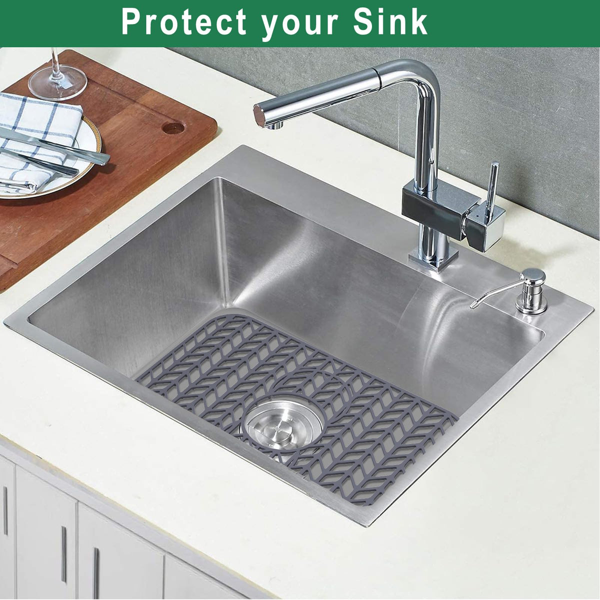 GUUKIN sink mat elevates for water flow and aeration