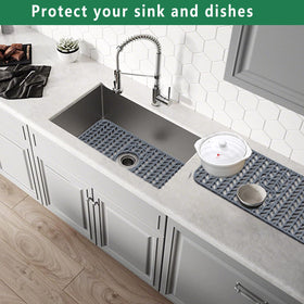 GUUKIN 24x12.5-inch mat with 3 holes fits roomy sinks for drainage.