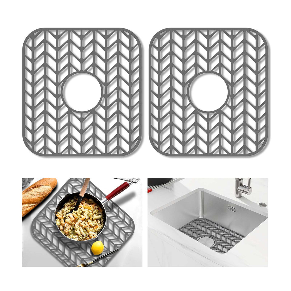 GUUKIN sink protector bottom mat protects the sink from scratches and shields delicate dishes.