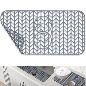 GUUKIN silicone sink protector mat on the sink bottom protects enamel and drains safely.