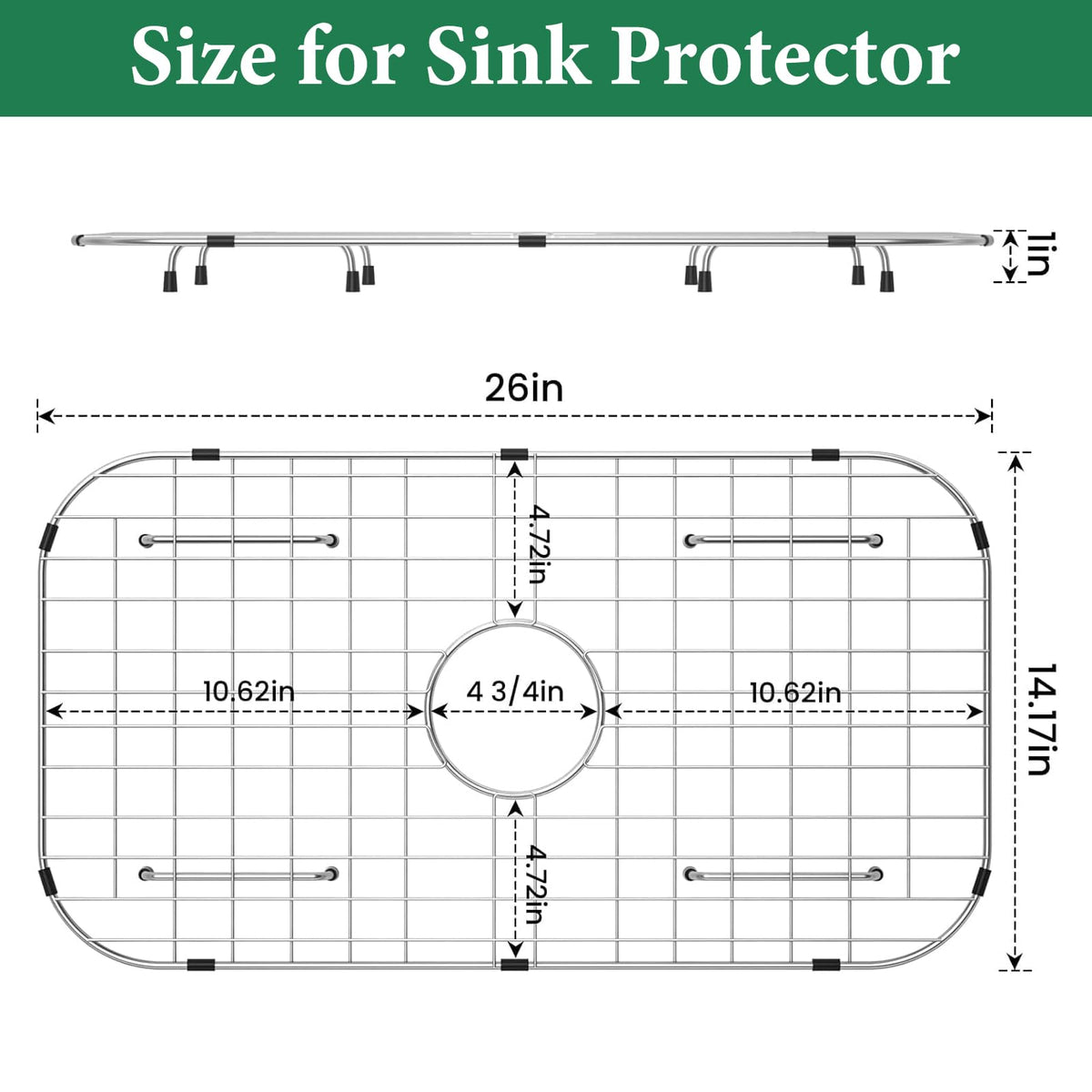 GUUKIN sink protector grid top view highlighting raised grid for air drying.