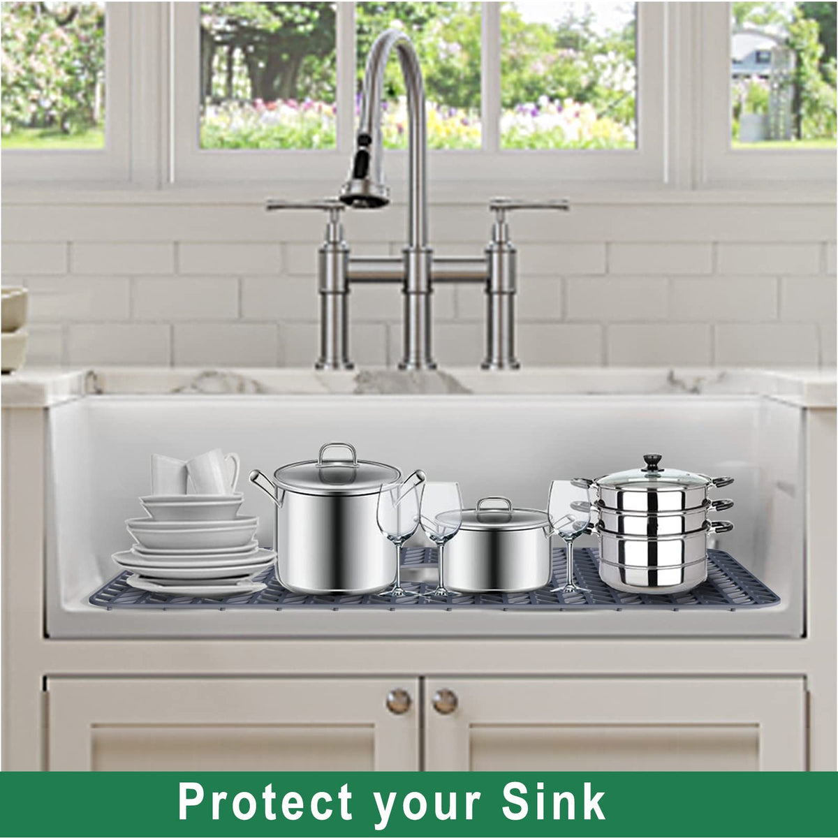 GUUKIN sink grid elevated feet promote better dish aeration.