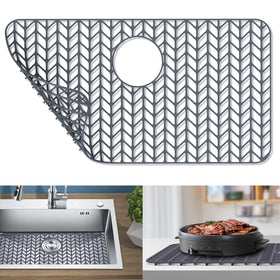 GUUKIN sink grid in grey front view protects the sink while permitting drainage.