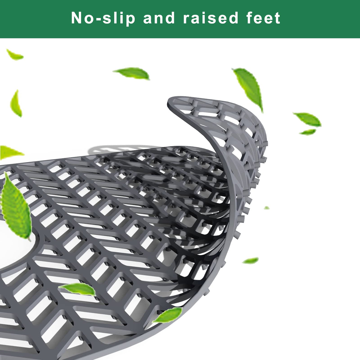 GUUKIN mats promote drainage while keeping dishes stable.