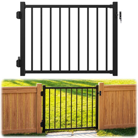 Guwezoy deck gate frame close-up reveals welded aluminum for durable outdoor use.