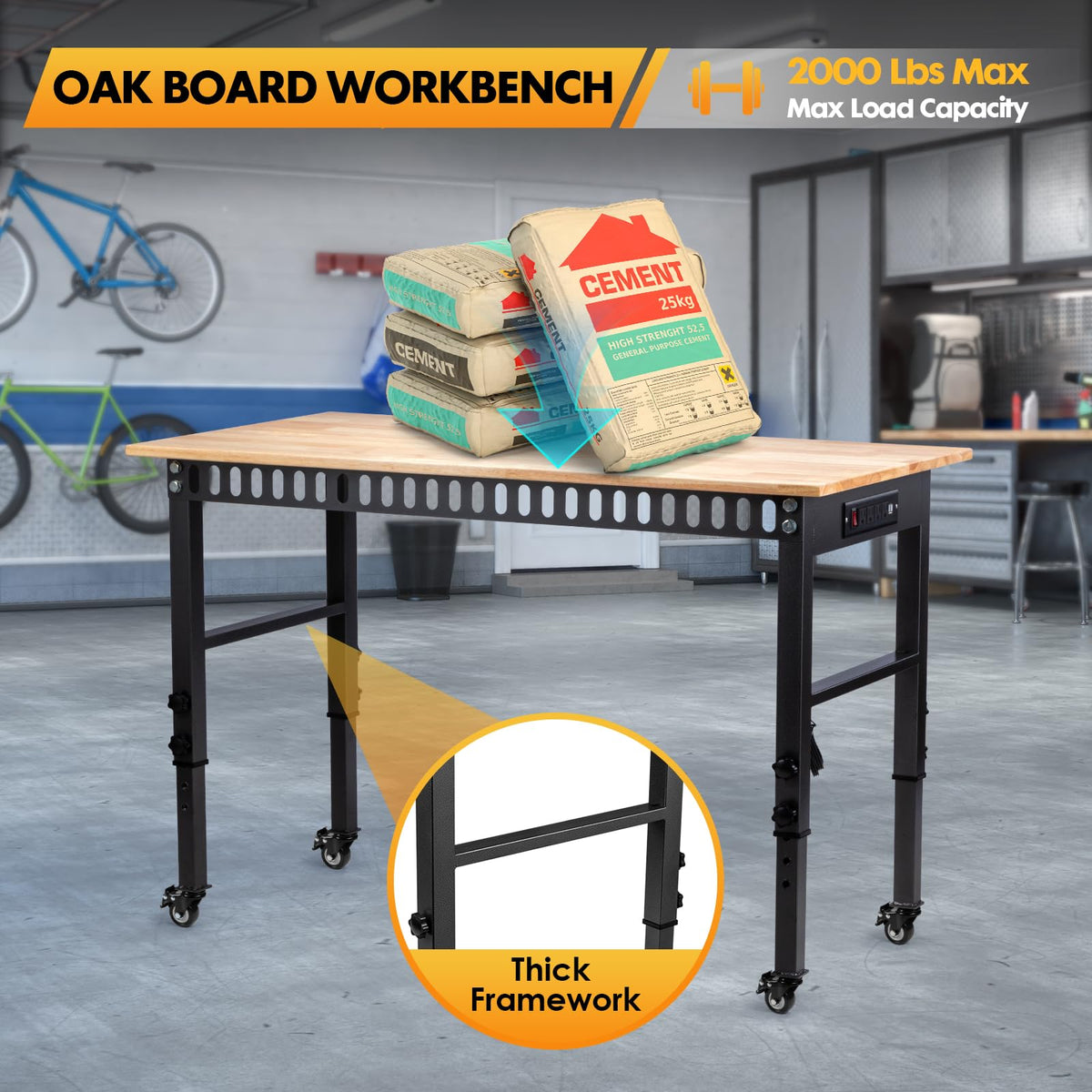 GVGBUK adjustable wheels protect floors and improve bench stability