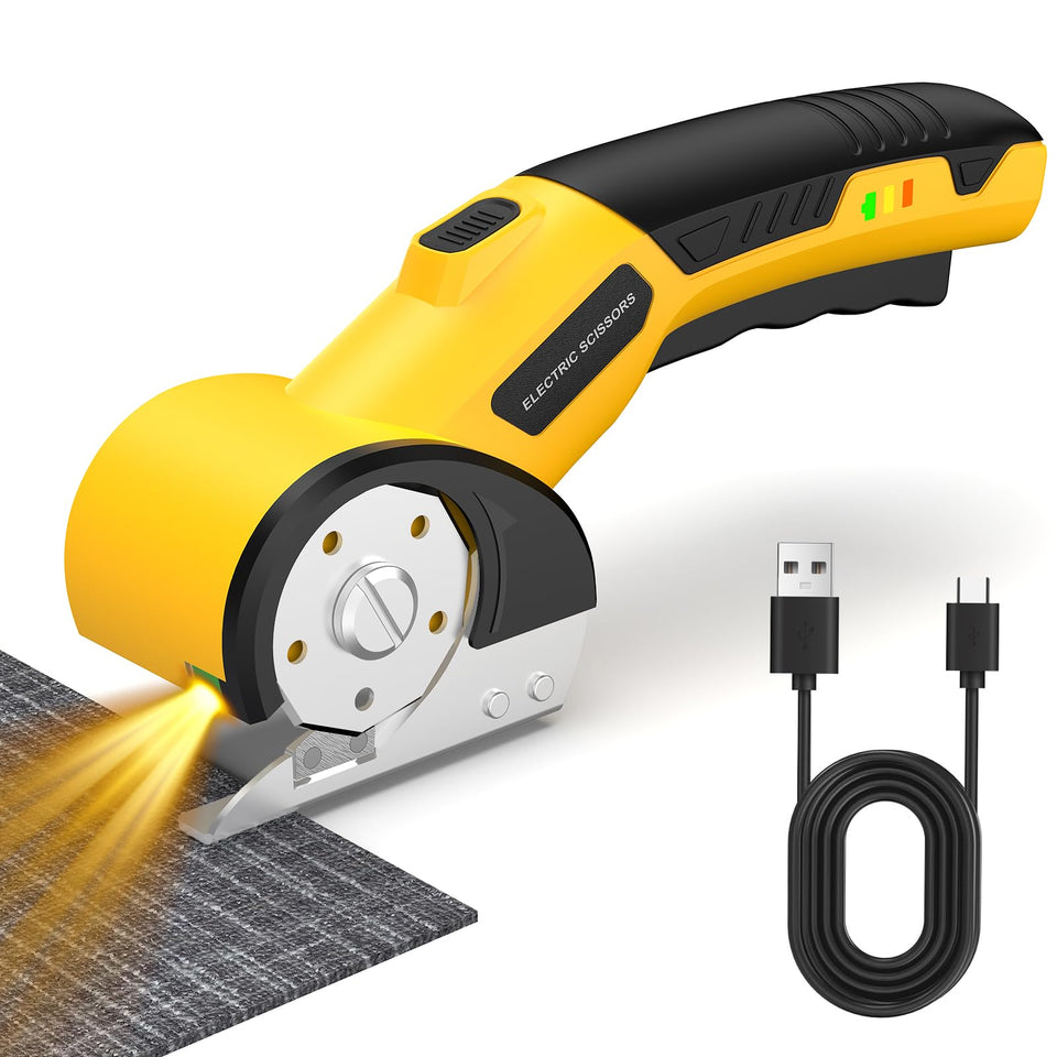 GVOO cordless electric scissors with LED light for precise cuts in dim workspaces.