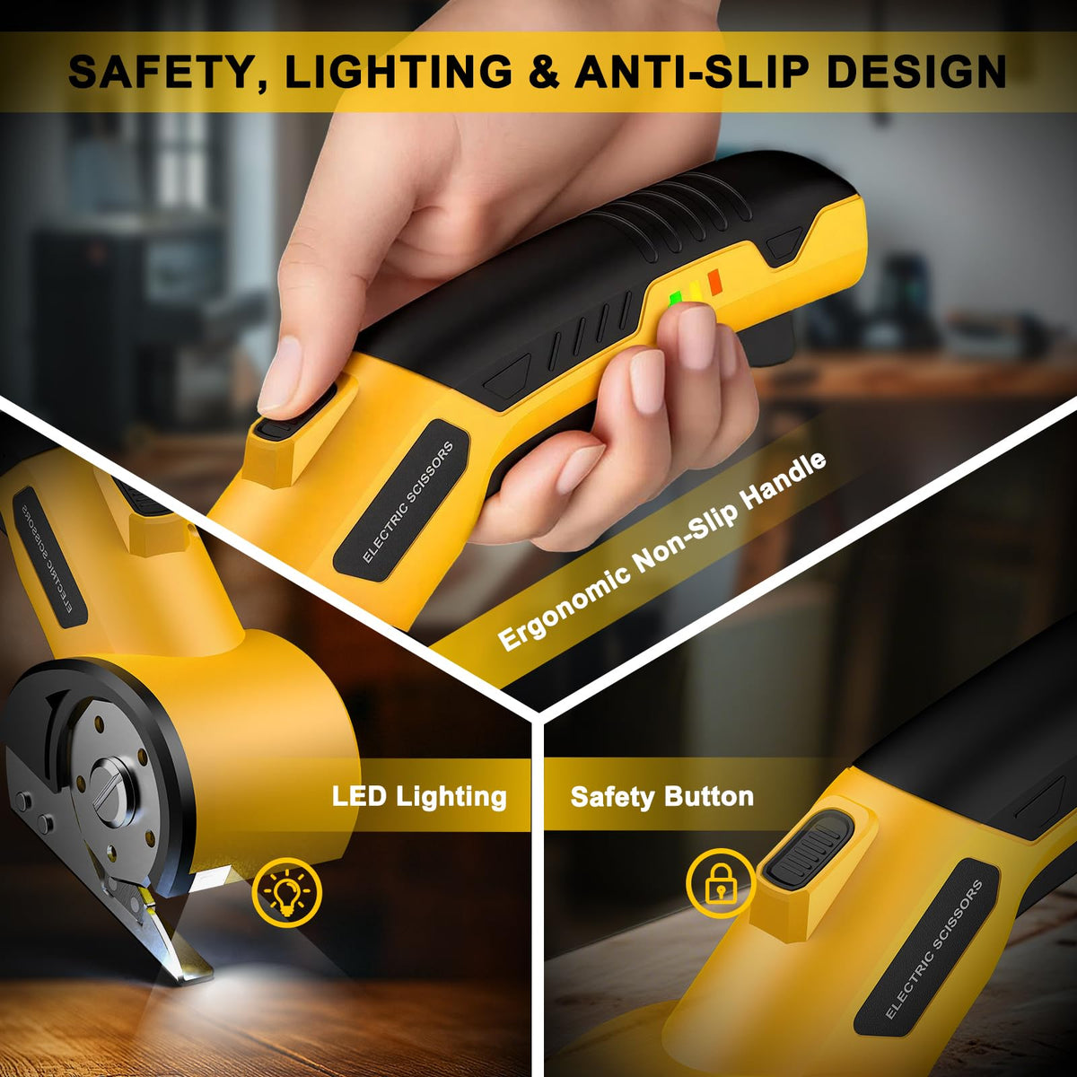 GVOO cordless cutter supporting fabric, cardboard, carpets, and leather for multi‑material cutting.