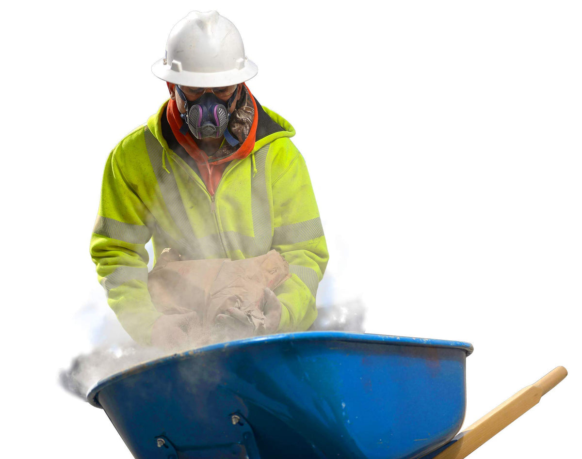 GVS Elipse P100 blue being worn during work tasks for dust protection