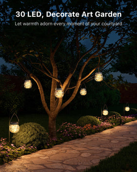 GVSHINE crackle glass ball lantern with warm white LEDs creates a romantic glow.