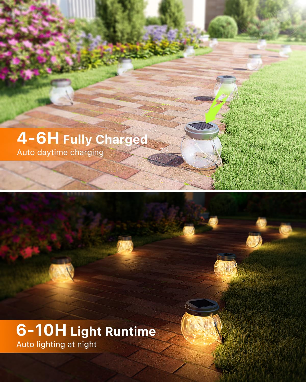 GVSHINE outdoor lanterns charge in daylight for hours of soft, auto-lit evenings.