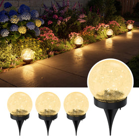 GVSHINE solar globe cracked-glass lamp for outdoor patio ambiance.