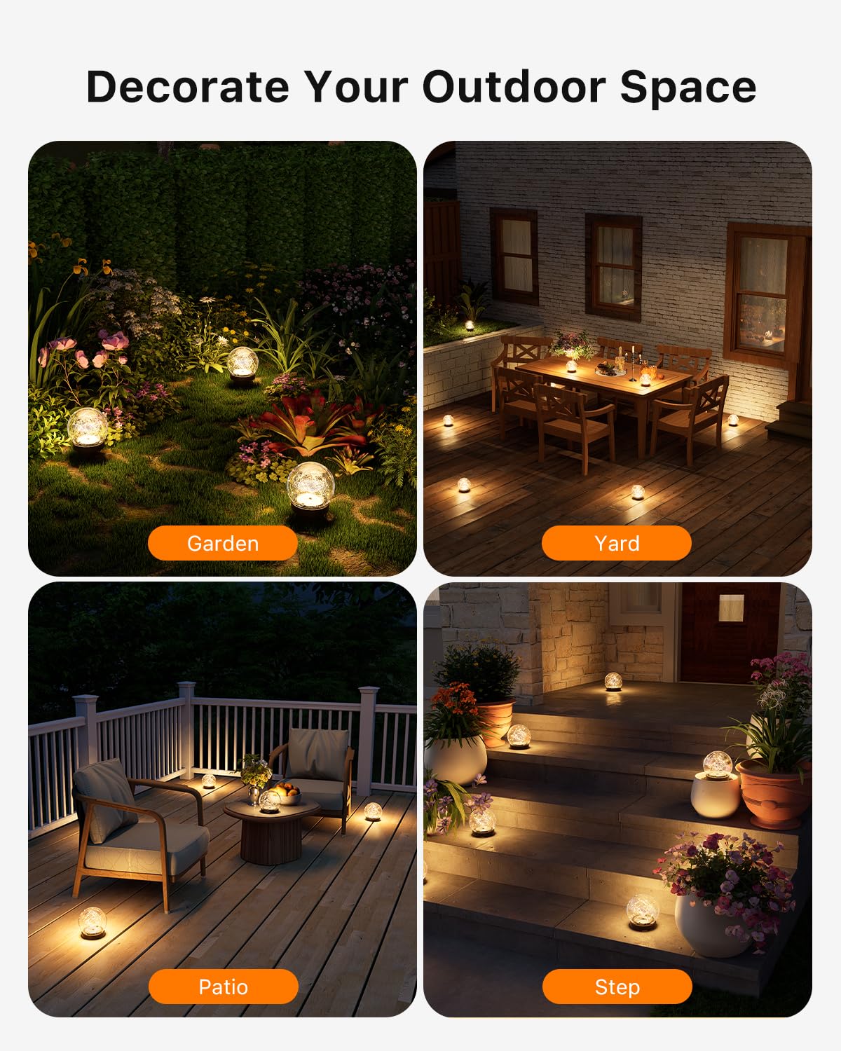 GVSHINE solar lights charge by day, glow by night.