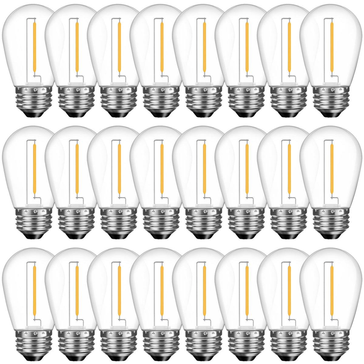 GvvooHome S14 outdoor LED bulbs in a 24-pack for warm patio lighting