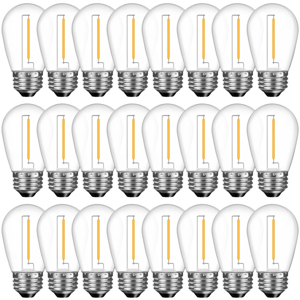 GvvooHome S14 outdoor LED bulbs in a 24-pack for warm patio lighting