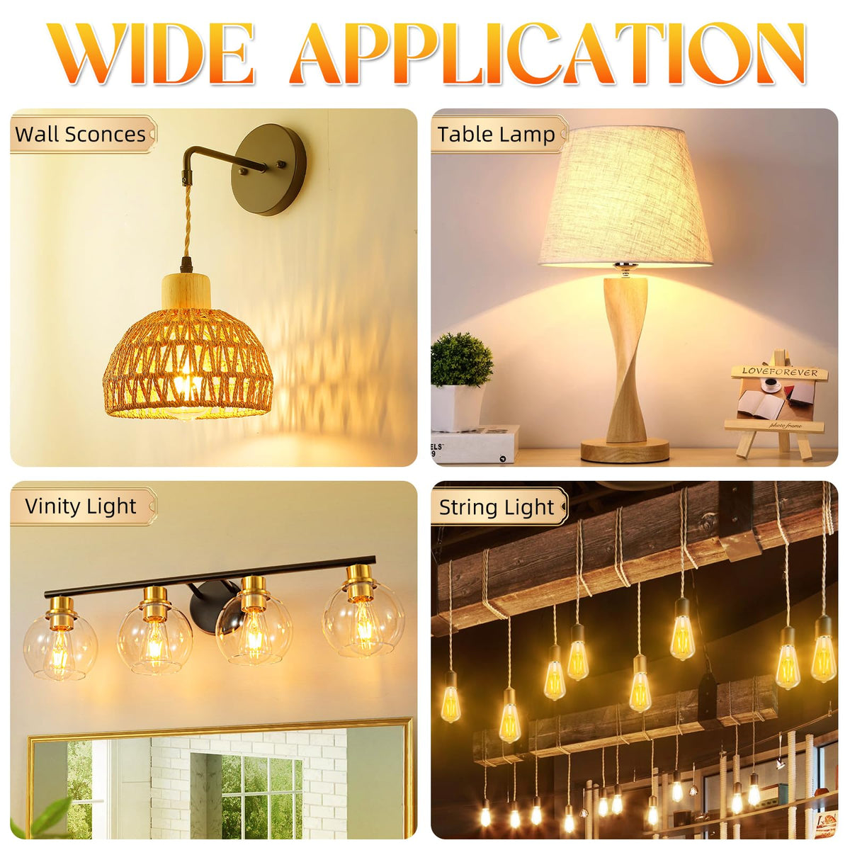 GvvooHome 6-pack LED Edison bulbs for easy replacements.