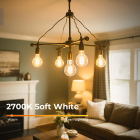 GvvooHome 60W-equivalent LED bulb with clear glass and extended life.