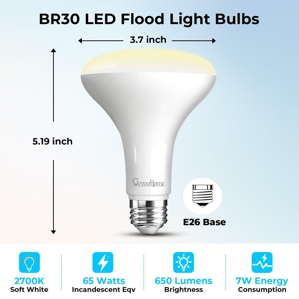GvvooHome BR30 LED flood bulb, dimmable control, flexible brightness for meals