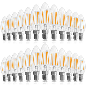 GvvooHome candelabra bulb with clear glass highlights filament, ideal for elegant chandeliers.