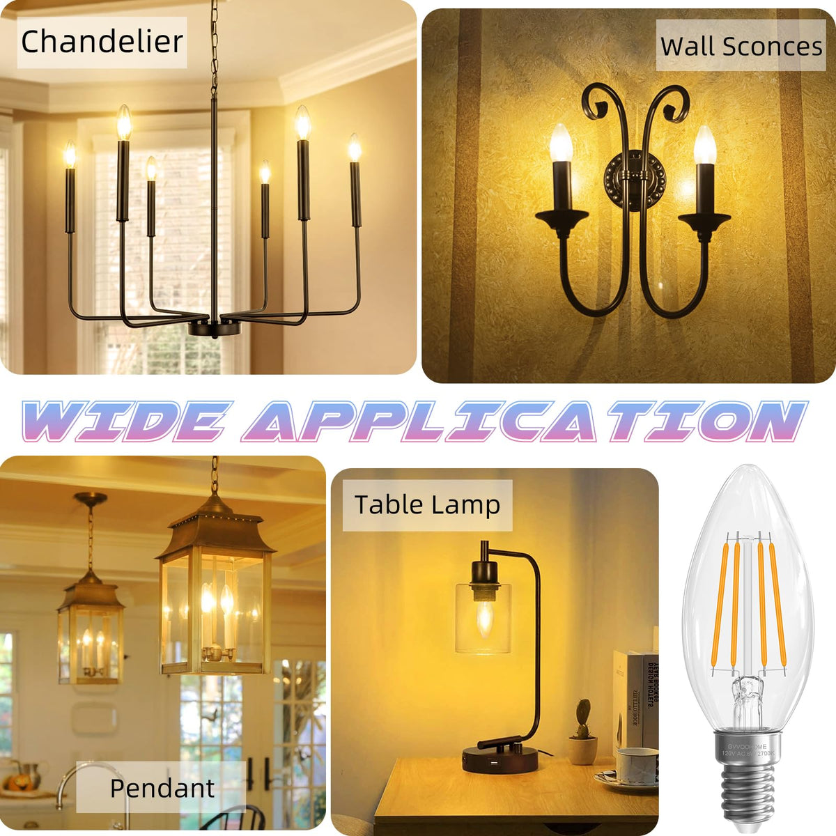 GvvooHome clear-glass E12 bulb adds brightness without glare.
