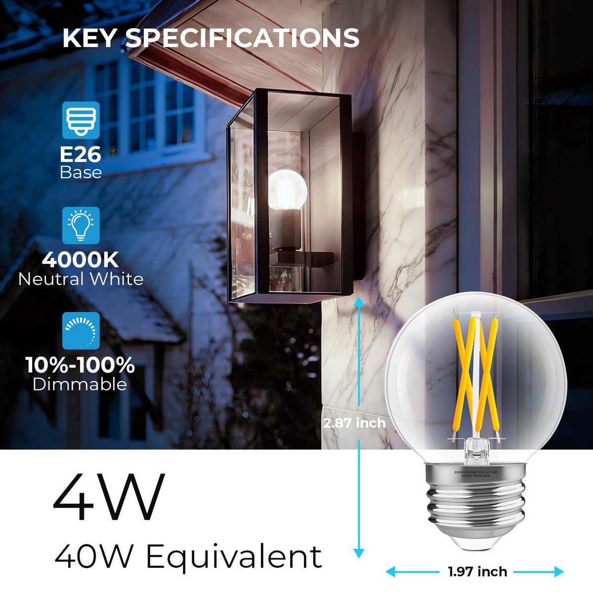 GvvooHome dimmable LED bulb delivers 40W-equivalent brightness for cozy rooms.