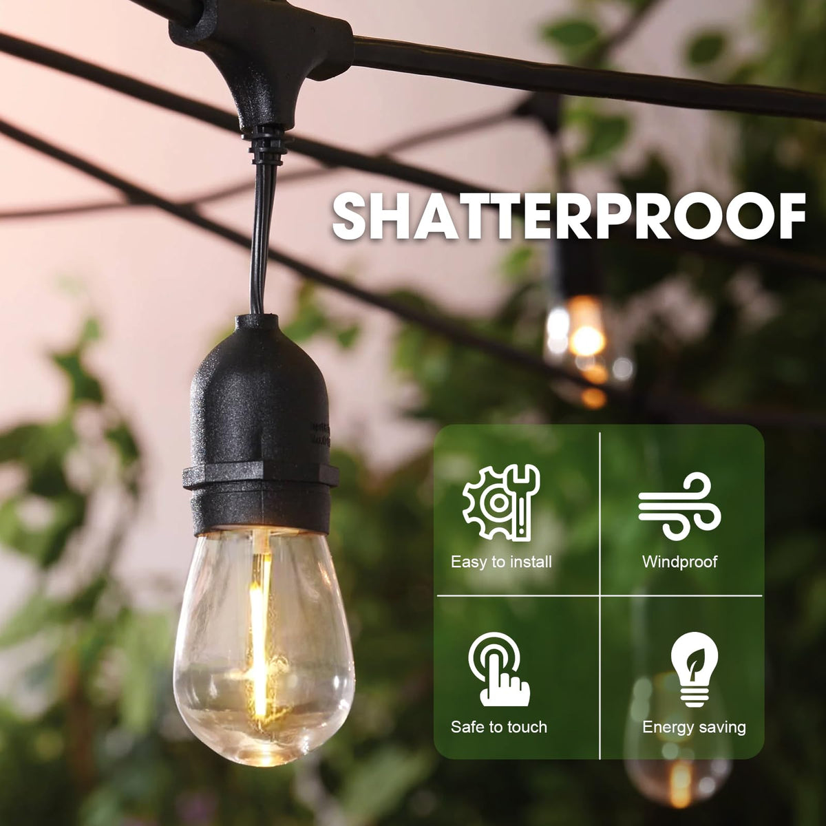GvvooHome dimmable outdoor S14 bulbs offer mood-adjustable brightness.