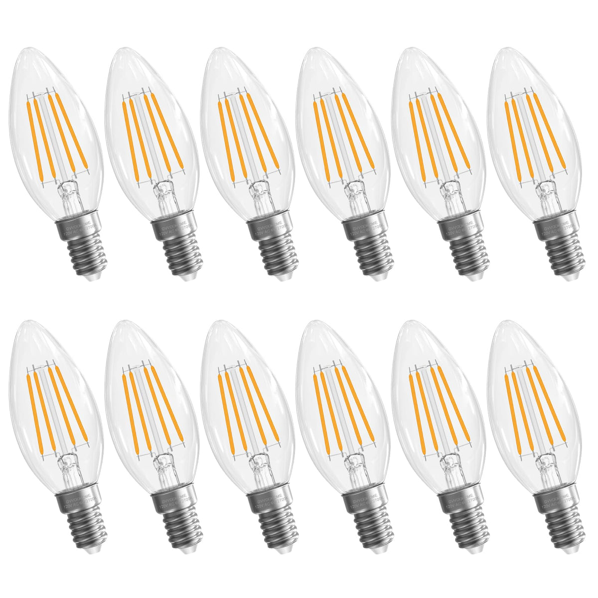 GvvooHome E12 candle bulb 2700K delivers warm, inviting ambiance for chandeliers.