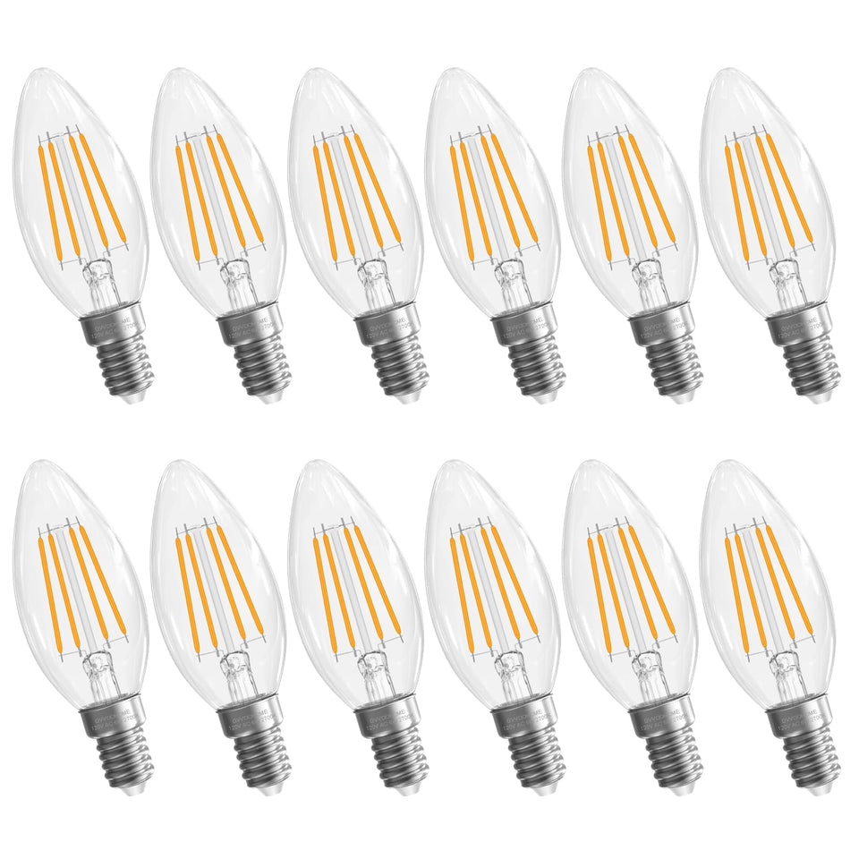 GvvooHome E12 candle bulb 2700K delivers warm, inviting ambiance for chandeliers.