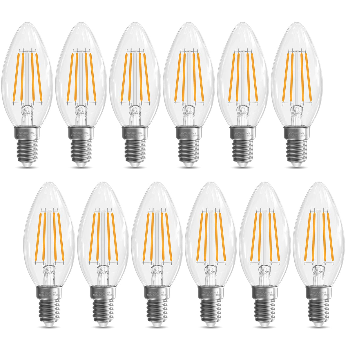 GvvooHome E12 candelabra bulb with 40W-equivalent light for chandeliers
