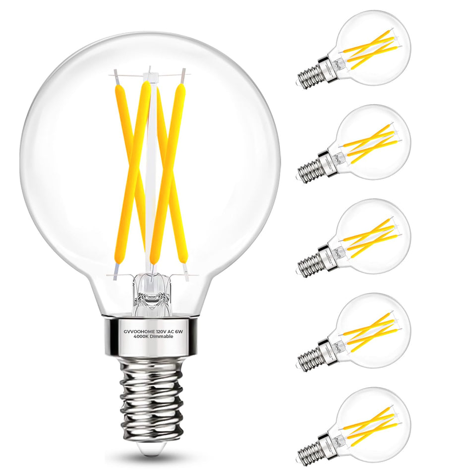 GvvooHome E12 G165 round globe bulb with 6W replacement suitable for chandeliers