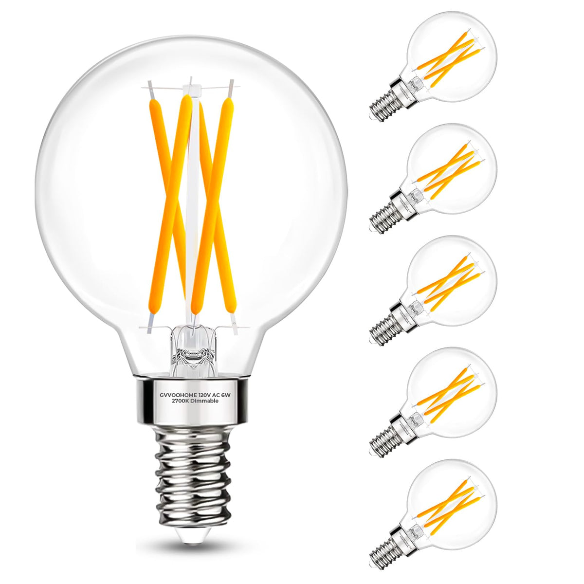 GvvooHome E12 globe bulb 2700K provides warm ambient lighting for chandeliers