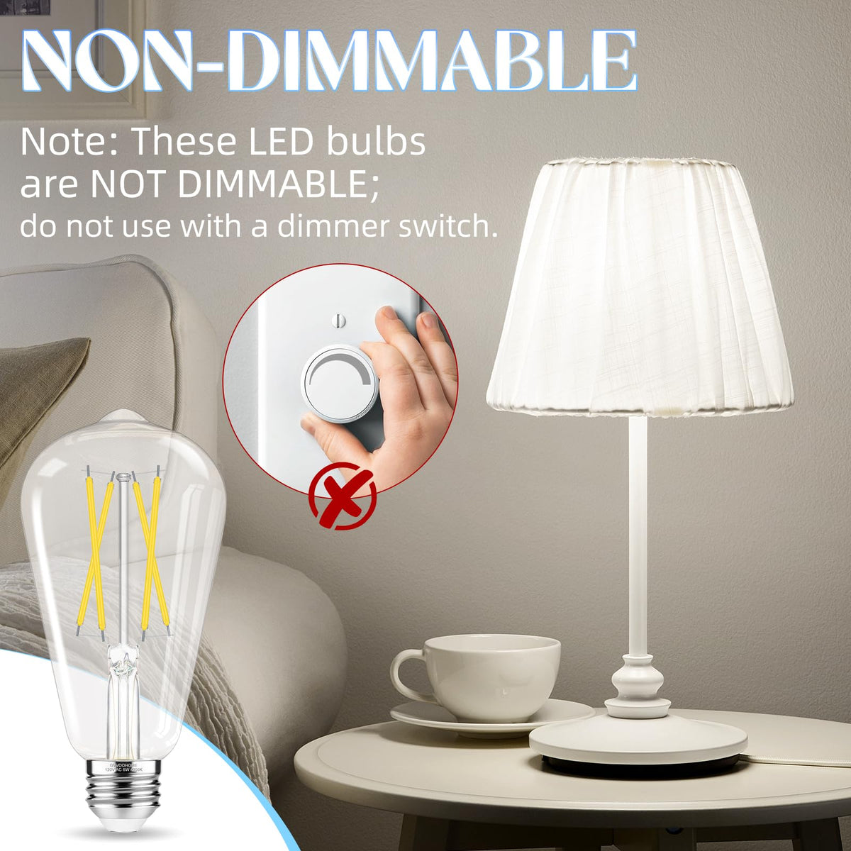 GvvooHome E26 base bulb in a pendant shade delivering even, glare-free illumination.