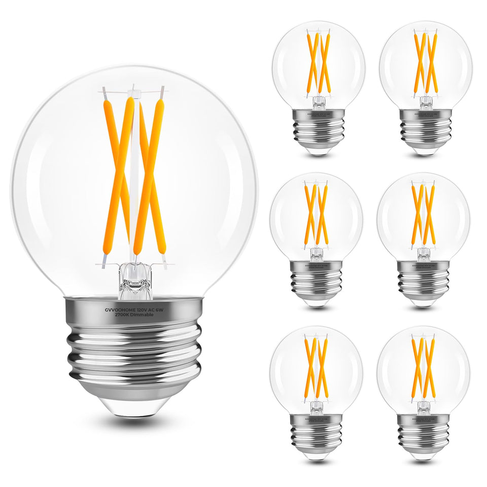 GvvooHome E26 G16.5 Edison LED globe bulb for chandeliers with warm glow and high CRI.