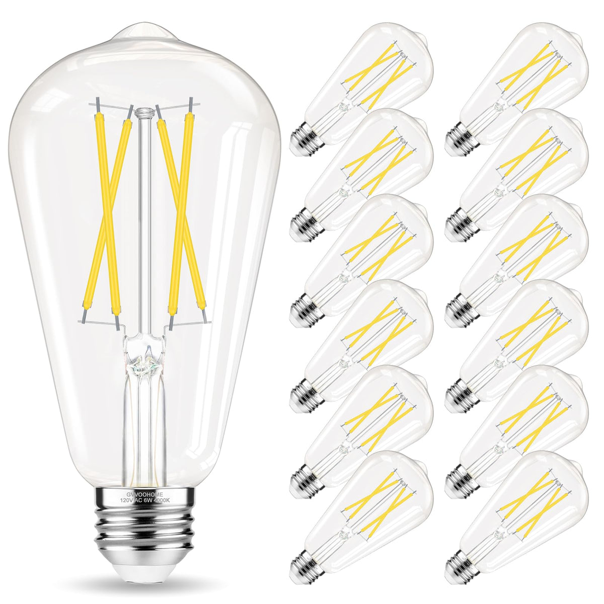 GvvooHome Edison bulb 60W-equivalent in clear glass for energy-efficient lighting.