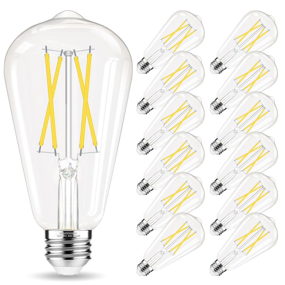 GvvooHome Edison bulb 60W-equivalent in clear glass for energy-efficient lighting.
