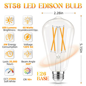 GvvooHome Edison bulb 2700K soft white ideal for warm living spaces.