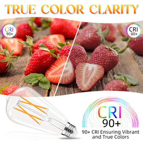 GvvooHome Edison bulb CRI 90 for accurate color rendering.