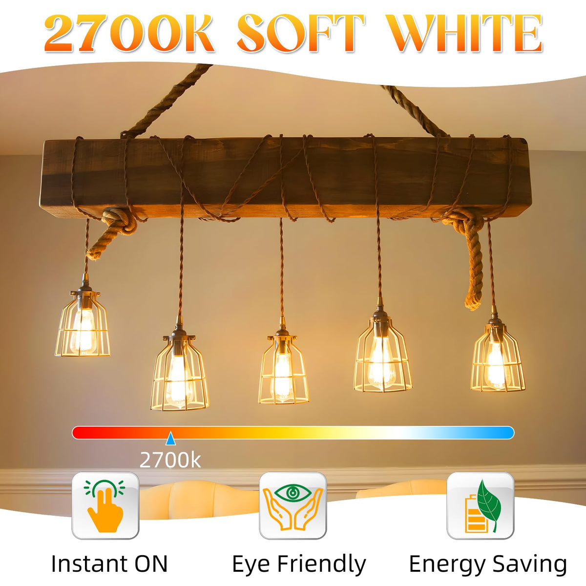 GvvooHome Edison bulb with E26 base fits standard fixtures.
