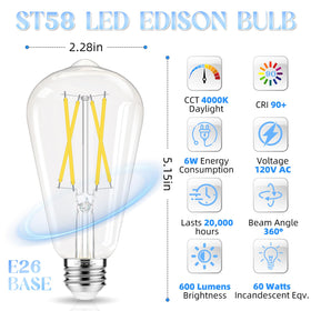 GvvooHome Edison bulbs in a six-pack for simple room-wide lighting.